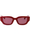 Gucci Gg Rectangle-frame Sunglasses In Rot