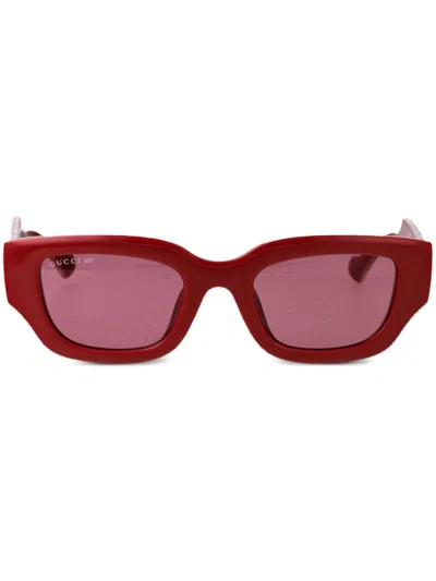 Gucci Gg Rectangle-frame Sunglasses In Rot