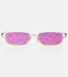 Gucci Gg Rectangular Sunglasses In Gold-gold-violet