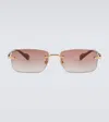 Gucci Gg Rectangular Sunglasses In Gold-yellow-red