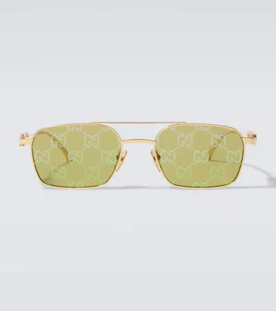 Gucci Gg Rectangular Sunglasses In Green