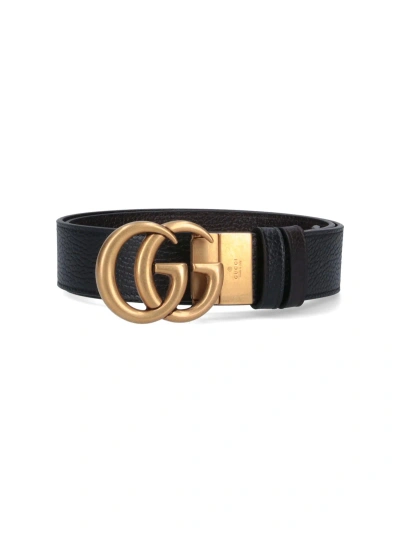 Gucci 'gg' Reversible Belt In Black  