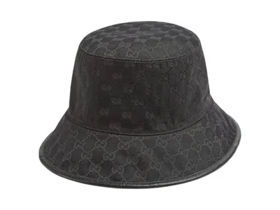 Pre-owned Gucci Gg Reversible Bucket Hat In Grey/black