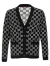 Gucci Black Reversible Cardigan With V Neck In Gg Canvas Woman