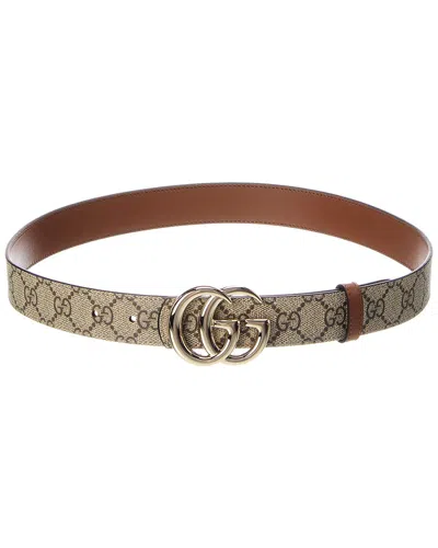 Gucci Gg Reversible Leather Belt In Gray