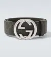 Gucci Gg Reversible Leather Belt In Green