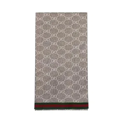 Pre-owned Gucci Gg Reversible Scarf 'grey' | Men's Size Onesize In Gray