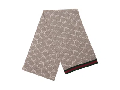 Pre-owned Gucci Gg Reversible Scarf In Grey In Gray