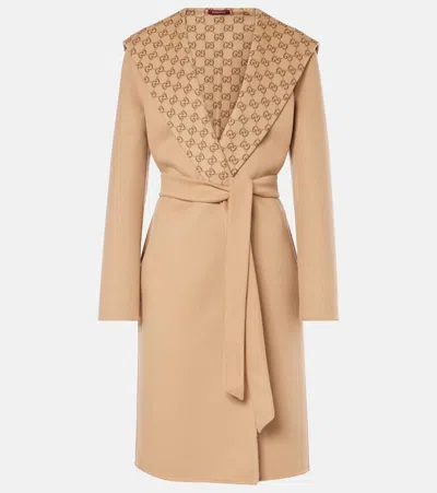 Gucci Women Gg Wool Reversible Coat In Brown