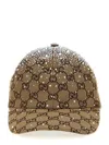 Gucci Gg Rhinestone Cap Hats Beige In Brown