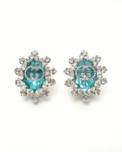 Gucci Gg Rhinestone Clip-on Earrings In Metallic