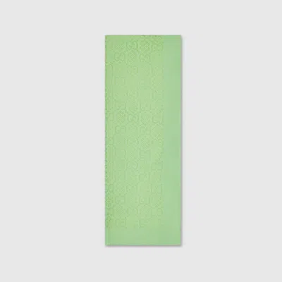 Gucci Gg Rhombus Check Print Silk Stole In Green