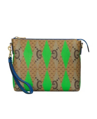 Gucci Gg Rhombus-print Medium Messenger Bag In Green
