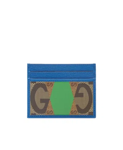 Gucci Gg Rhombus Printed Cardholder In Blue