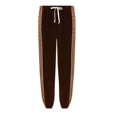 Gucci Gg Rhombus Velvet Track Pants 'brown'