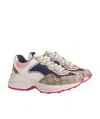 Gucci Gg Rhyton Leather-trimmed Sneakers In Gray