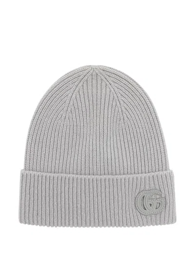 Gucci Gg Ribbed-knit Cashmere Beanie Hat In Gray