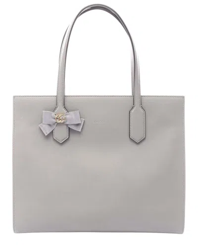 Gucci Gg Ribbon Tote (authentic Pre-loved) In Gray
