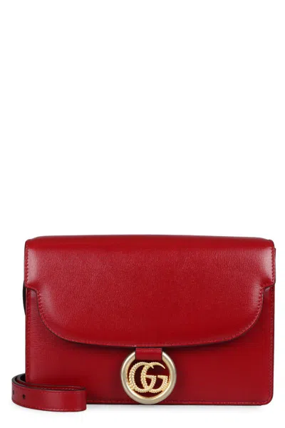 Gucci Gg Ring Leather Mini Shoulder Bag In Red