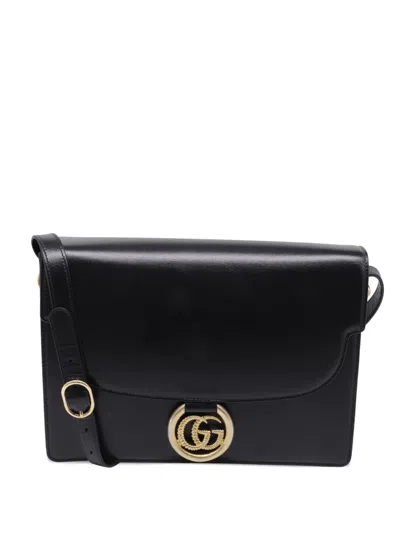 Pre-owned Gucci Gg Ring Shoulder Bag In Black