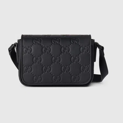 Gucci Gg Rubber-effect Super Mini Bag In Black