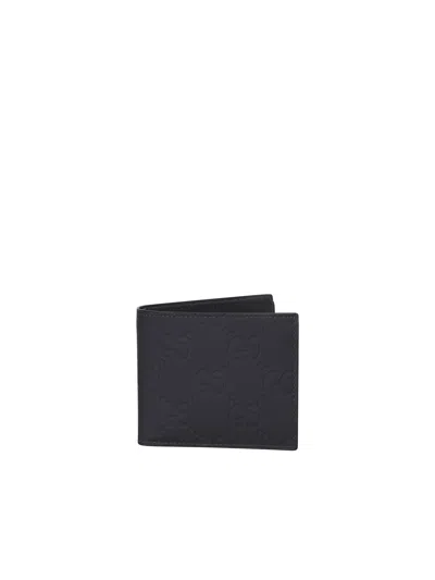 Gucci Gg Rubberized Black Bi-fold Wallet