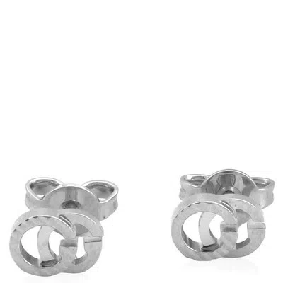 Pre-owned Gucci Gg Running 18k White Gold Earrings