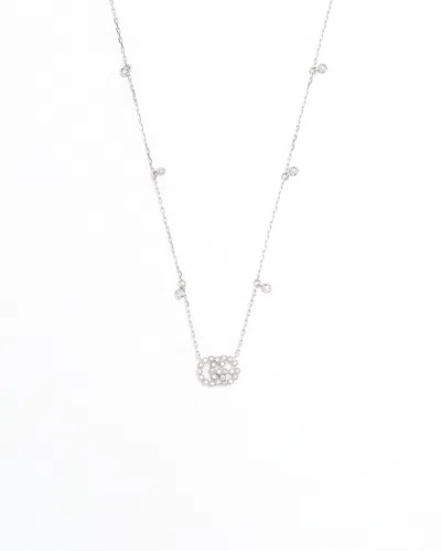 Gucci Gg Running Diamond 18kt Necklace In Silver