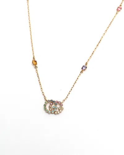 Gucci Gg Running Multicolor 18kt Necklace In Gold