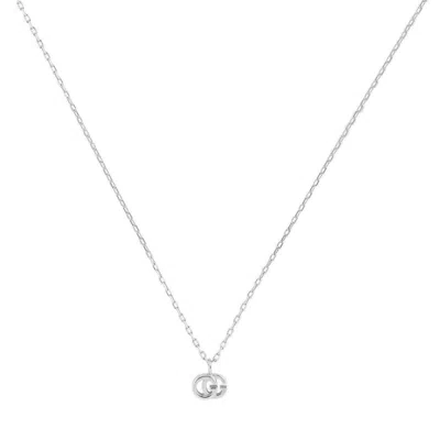 Gucci 18kt White Gold Gg Running Necklace In Silver-tone
