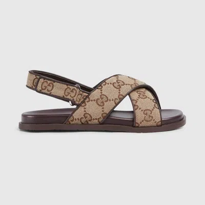 Gucci Kids' Gg Sandal In Brown