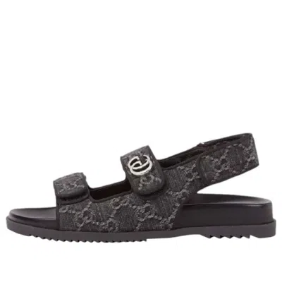 Gucci Gg Sandals 'black Grey Denim'