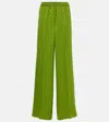 Gucci Gg Satin Jacquard Wide-leg Pants In Green