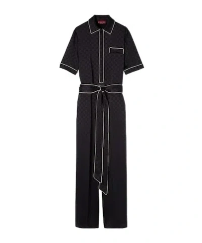 Gucci Gg Satin Jumpsuit In Black