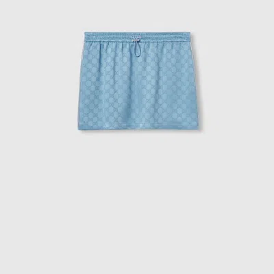 Gucci Gg Satin Mini Skirt In Blue