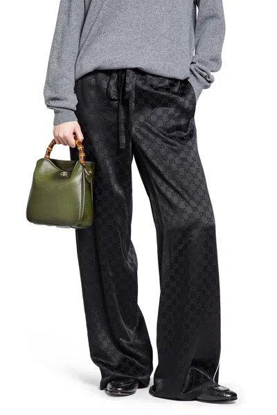 Gucci Gg Satin Pants In Black