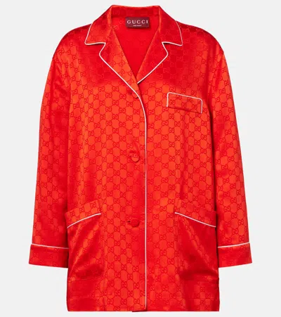 Gucci Gg Satin Shirt In Red