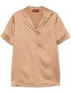 Gucci Satin Shirt With Camp Collar And Notched Lapels In Beige