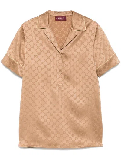 Gucci Gg Satin Shirt In Nude