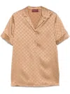Gucci Satin Shirt With Camp Collar And Notched Lapels In Brown