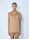 Gucci Women Gg Satin Shirt In Brown