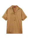 Gucci Monogram Satin Shirt Contrast Piping In Red
