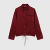 Gucci Womens Rosso Ancora Mix Monogram-pattern Drawstring-hem Satin Shirt In Red