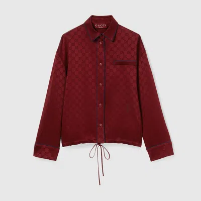 GUCCI GUCCI GG SATIN SHIRT WITH TIE WAIST