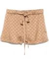 Gucci Women Gg Satin Shorts In 褐色