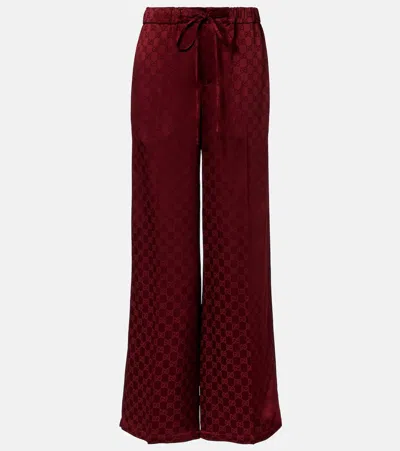 Gucci Gg Satin Wide-leg Pants In Burgundy
