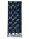 Gucci Gg Blue Cashmere Scarf In Blue