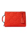 Gucci Gg Scuba Logo-debossed Clutch Bag In Orange