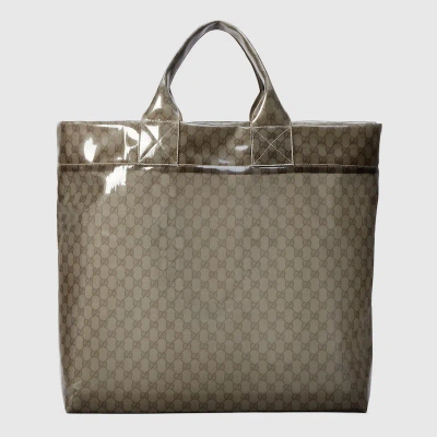 Gucci Gg See-through Tote Bag In Beige