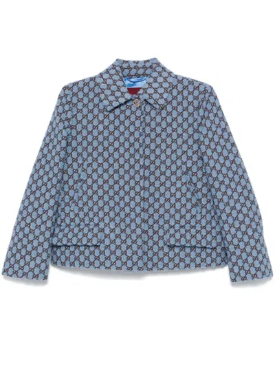 Gucci Gg Shadow Bouclé Jacket In Blau